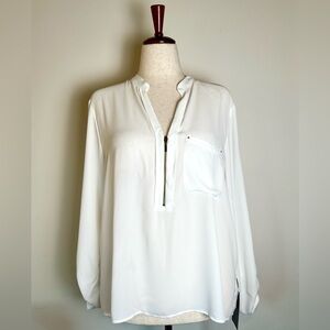 NWT Zara Romantic Zip Blouse gathered sleeve lightweight beautiful women’s XL